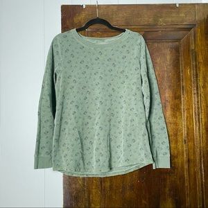 Olive Green Lightweight Sweatshirt with Floral Print by Sonoma Sz M EUC